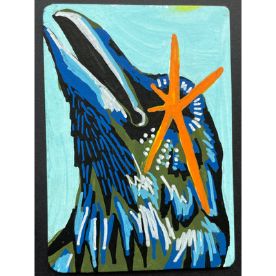 “Raven eye” - Original Wildlife portrait by Norah Mae aceo art card thumbnail 3