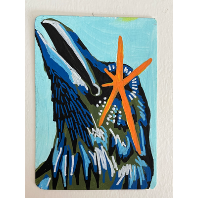 “Raven eye” - Original Wildlife portrait by Norah Mae aceo art card thumbnail 2