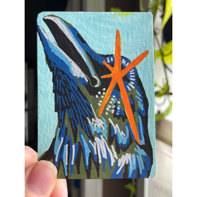“Raven eye” - Original Wildlife portrait by Norah Mae aceo art card thumbnail 1