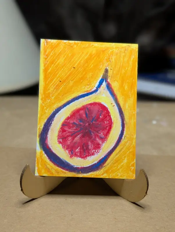 Oil pastel fig aceo art card