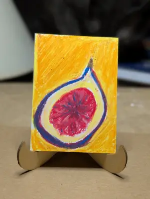 Oil pastel fig aceo art card thumbnail 1