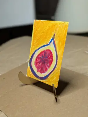 Oil pastel fig aceo art card thumbnail 2