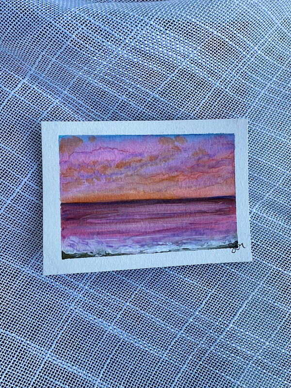 Peachy Sea ACEO Original Art Card aceo art card
