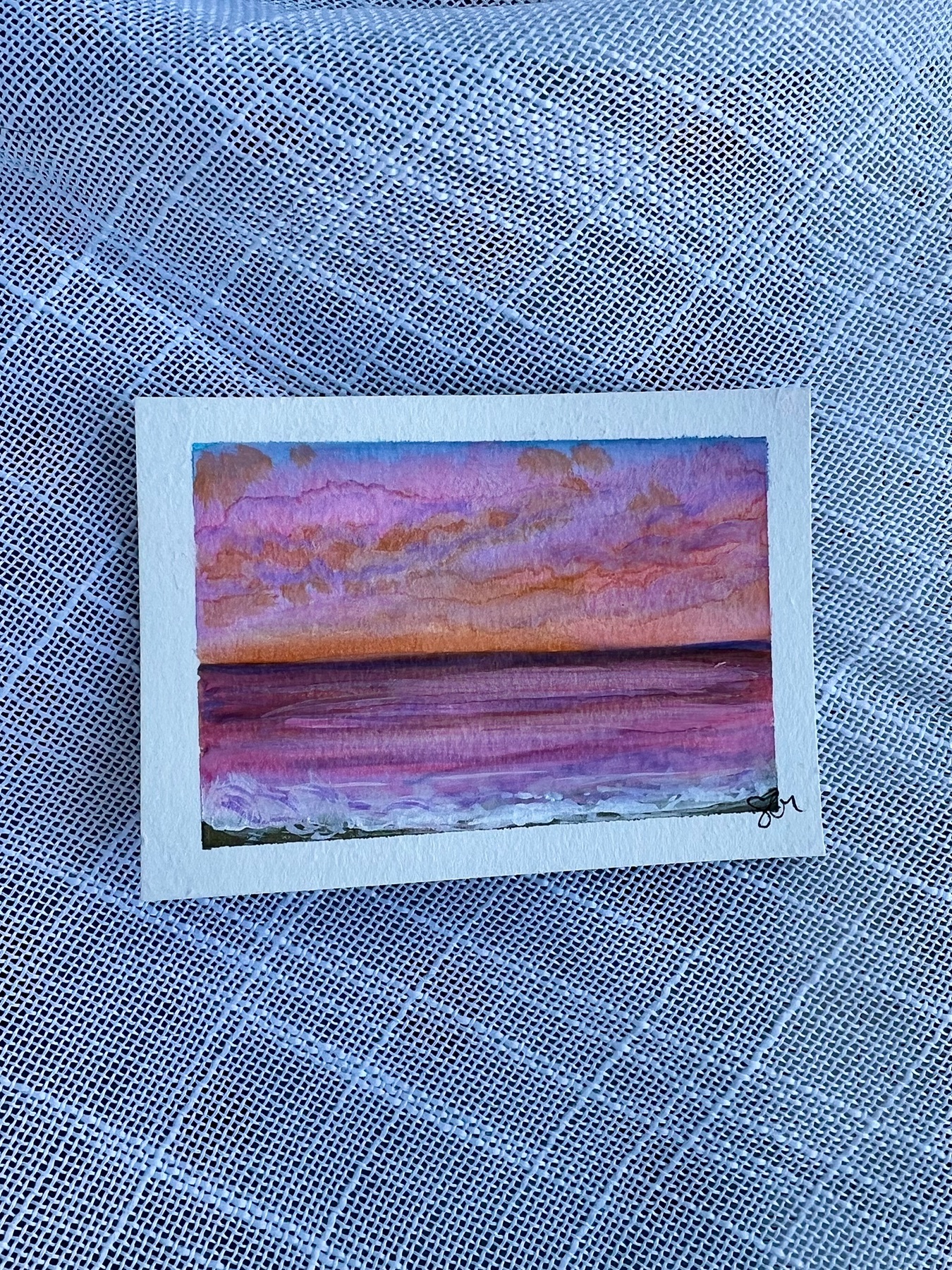 Peachy Sea ACEO Original Art Card aceo art card