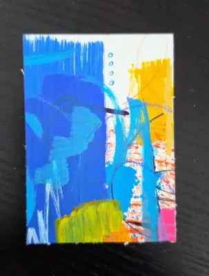 Abstract ACEO Original Funky Colorful Art aceo art card thumbnail 1