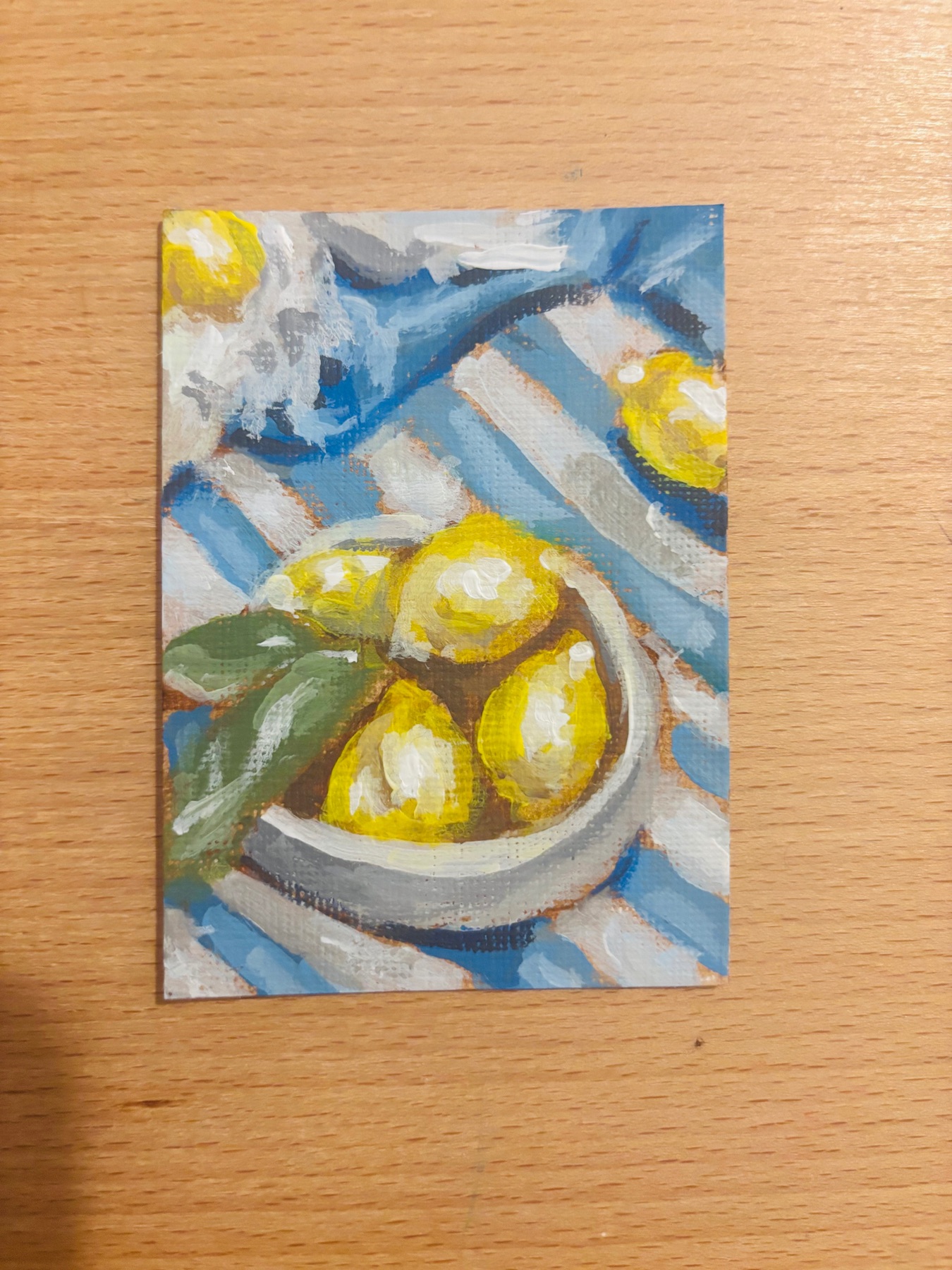 “Lemon Still Life” Acrylic Painting aceo art card