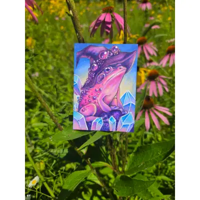 Pink Crystal Frog - Original ACEO aceo art card thumbnail 1