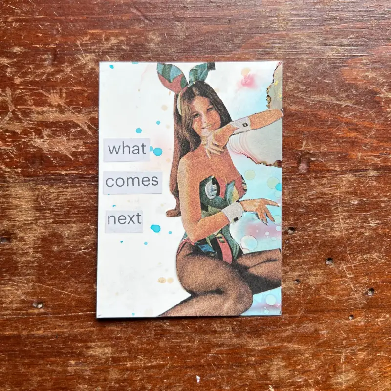 Bunny Ears - Vintage Playboy Magazine Collage "What Comes Next?" aceo art card