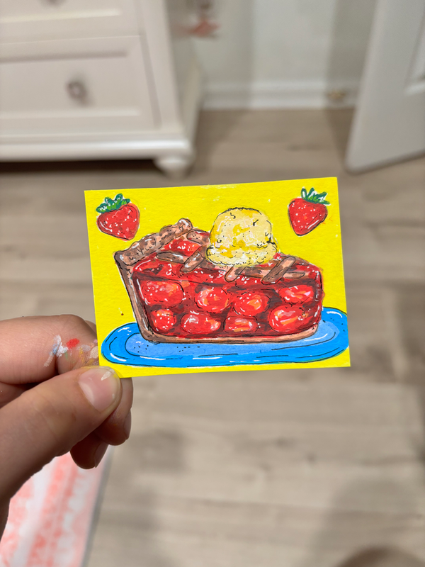 Strawberry Pie aceo art card