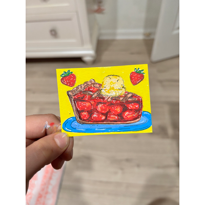Strawberry Pie aceo art card thumbnail 1