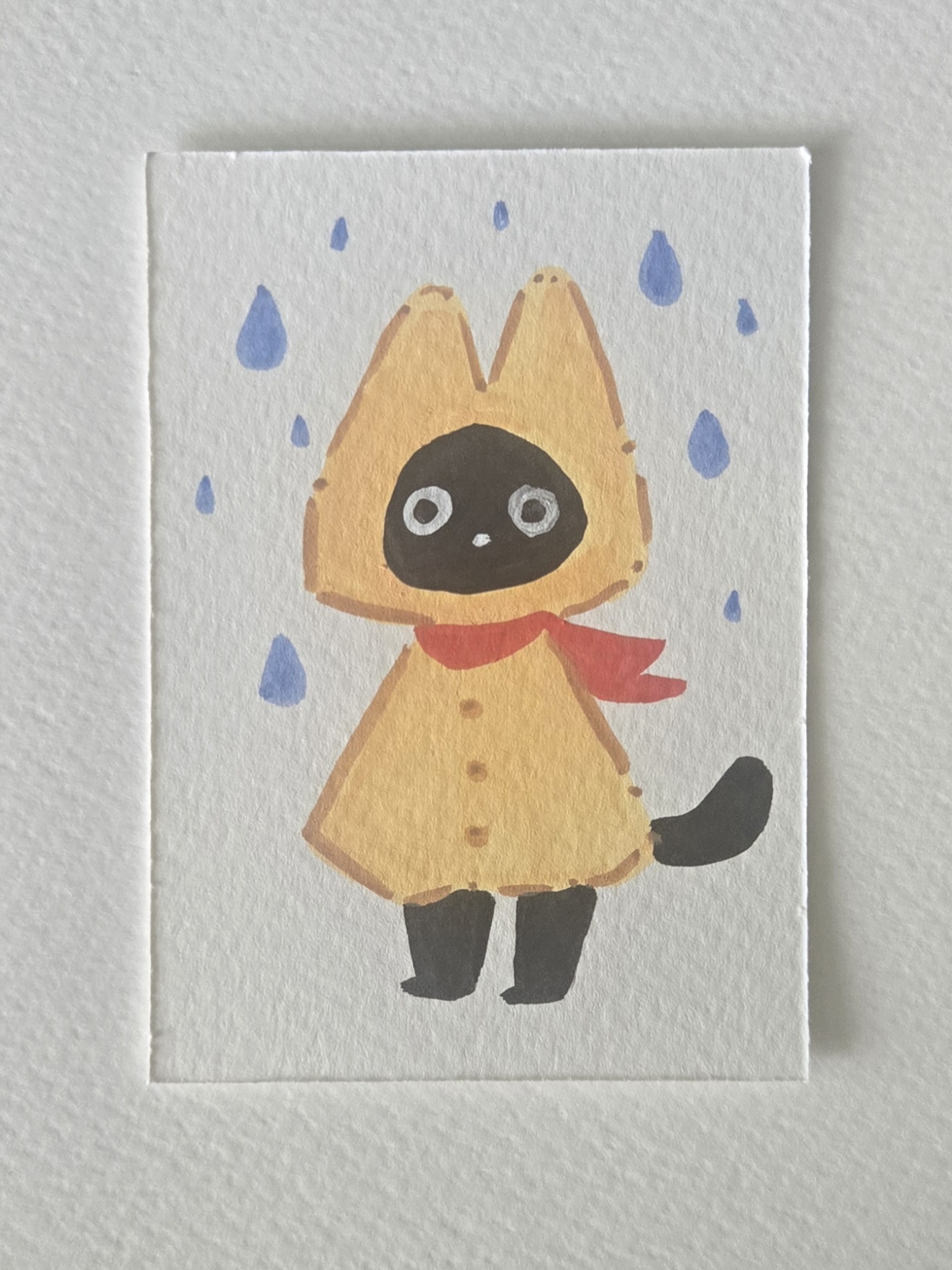 Cat in Raincoat aceo art card