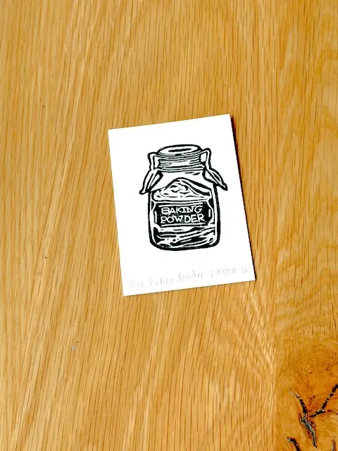 Baking Powder Hand-carved Rubber Stamp Block Print Mini ACEO aceo art card