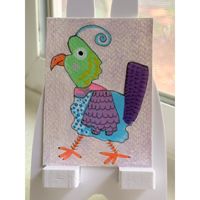 Rodney the Bird aceo art card thumbnail 1