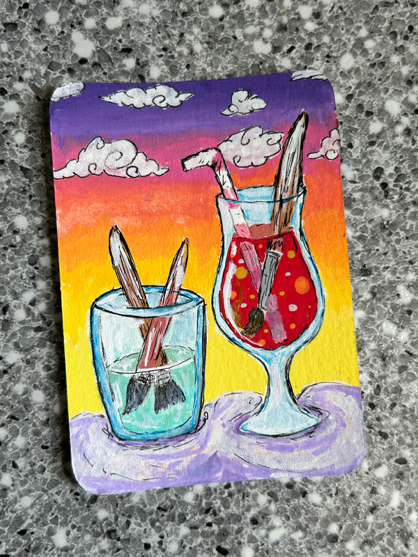 Paint Water Sippin’ aceo art card