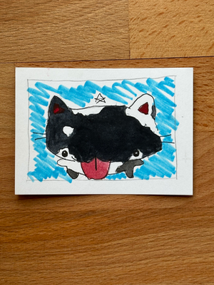 “Silly Cat” Original Art, Young Artist aceo art card thumbnail 1
