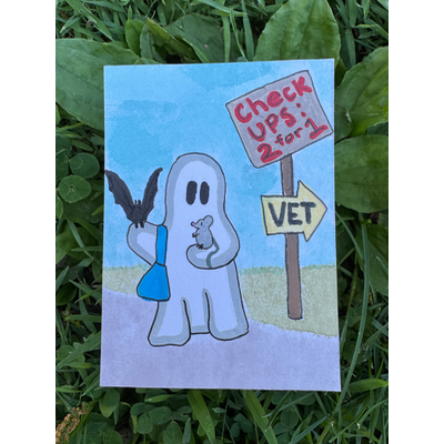 Gertrude runs Errands Series 6/8: Vet visits aceo art card thumbnail 1