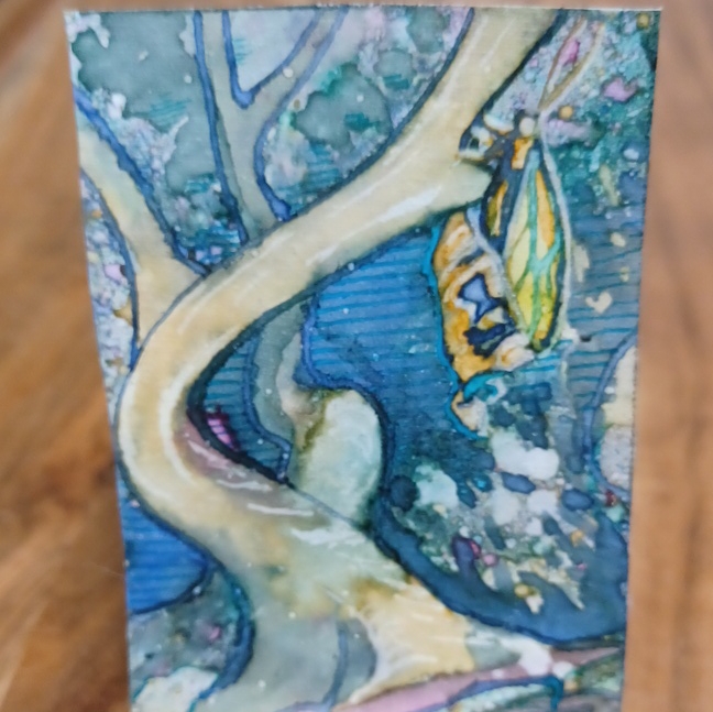 Butterfly Emergence aceo art card