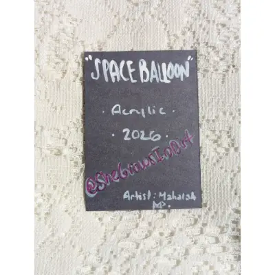 Space balloon aceo art card thumbnail 2