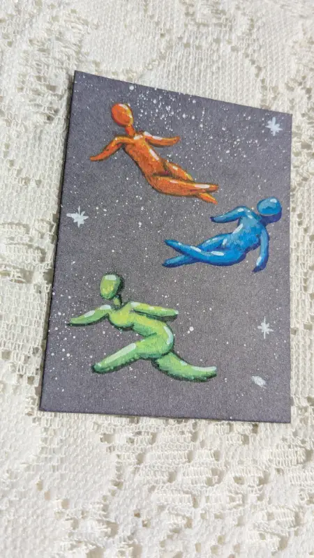 Space balloon aceo art card