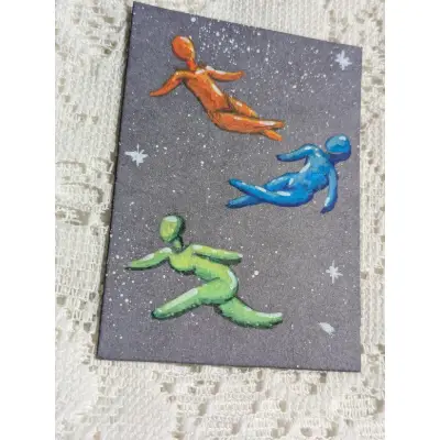Space balloon aceo art card thumbnail 1
