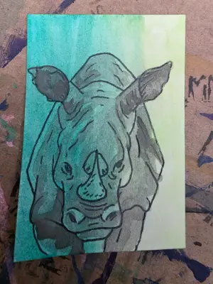 Rhino Reagan aceo art card thumbnail 2