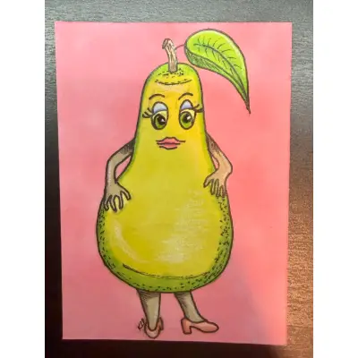 Ms. Delicious Pear aceo art card thumbnail 2
