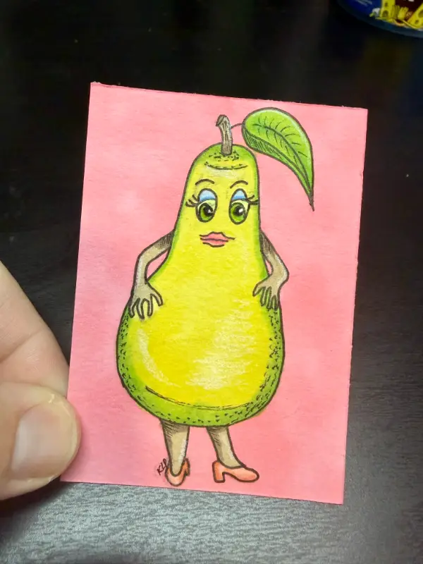 Ms. Delicious Pear aceo art card