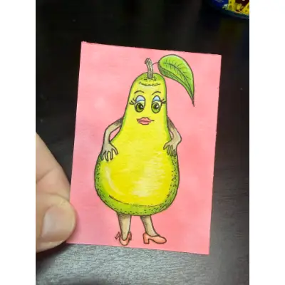 Ms. Delicious Pear aceo art card thumbnail 1