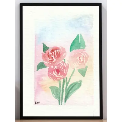 Pink Roses aceo art card thumbnail 2