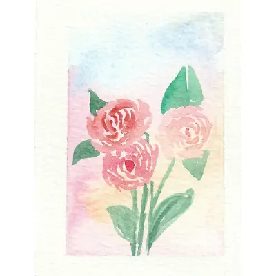 Pink Roses aceo art card thumbnail 1