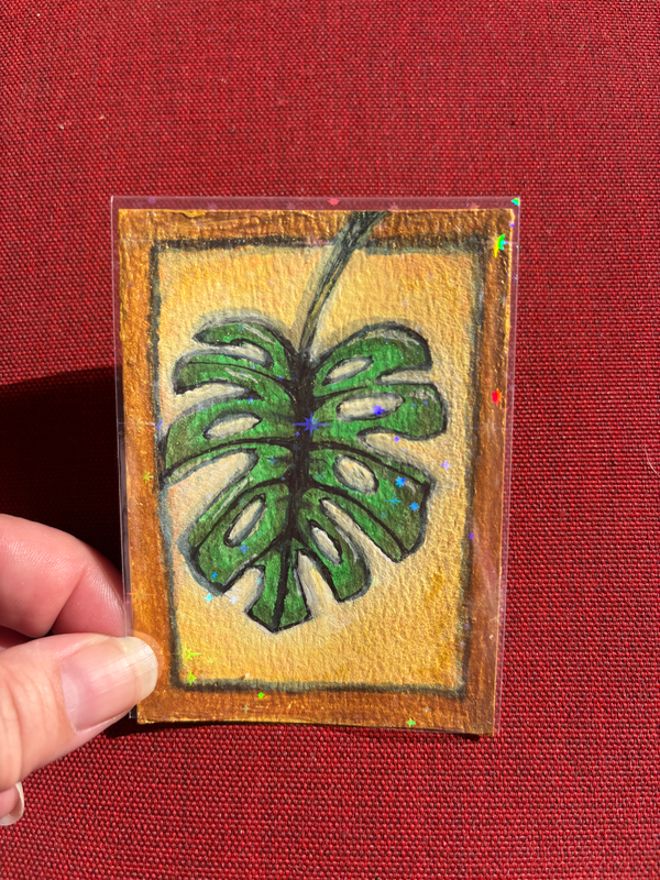 Golden leaf aceo art card