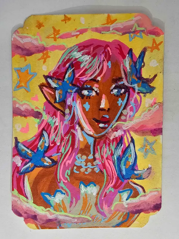 Butterfly Babe aceo art card