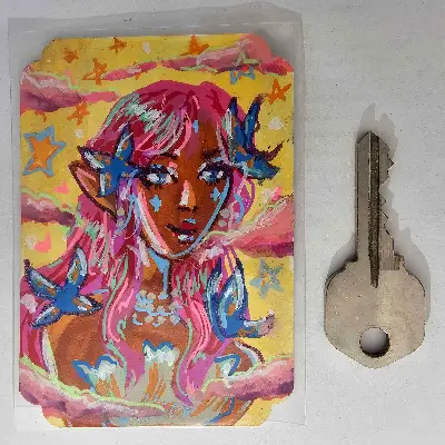Butterfly Babe aceo art card thumbnail 2