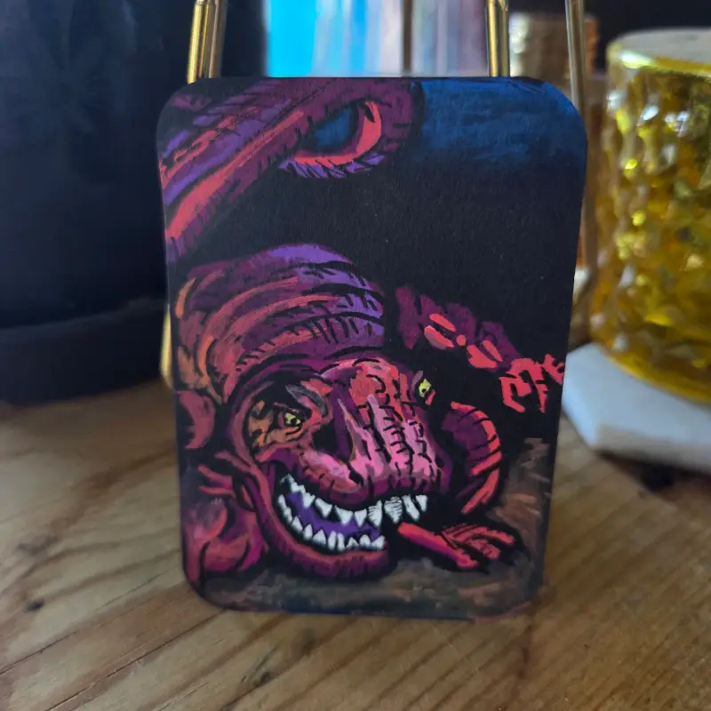 Devil Dinosaur the T-Rex aceo art card