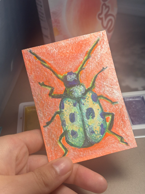 Shimmery Beetle aceo art card thumbnail 2