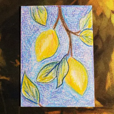 Sketched Lemons aceo art card thumbnail 2