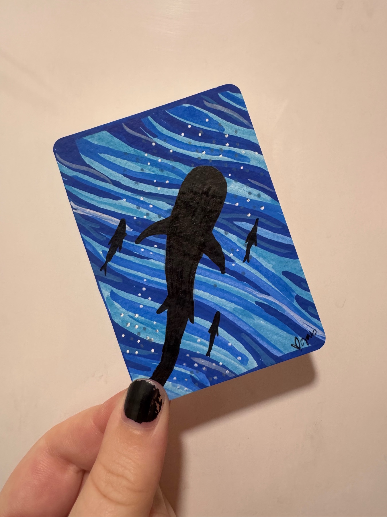 swimming aceo art card