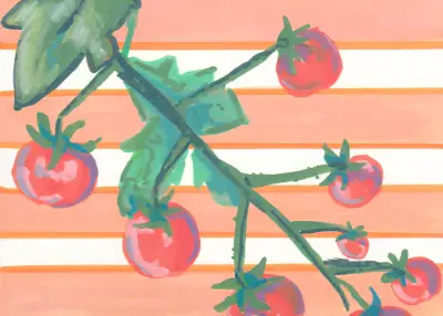 Cherry Tomatoes on Stripes aceo art card thumbnail 2