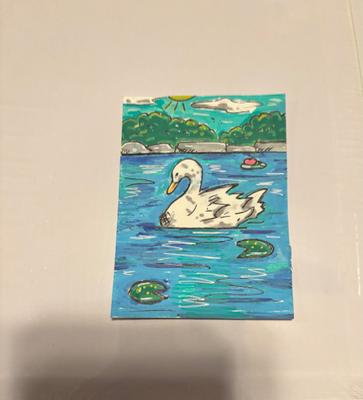Swan Lake aceo art card thumbnail 3