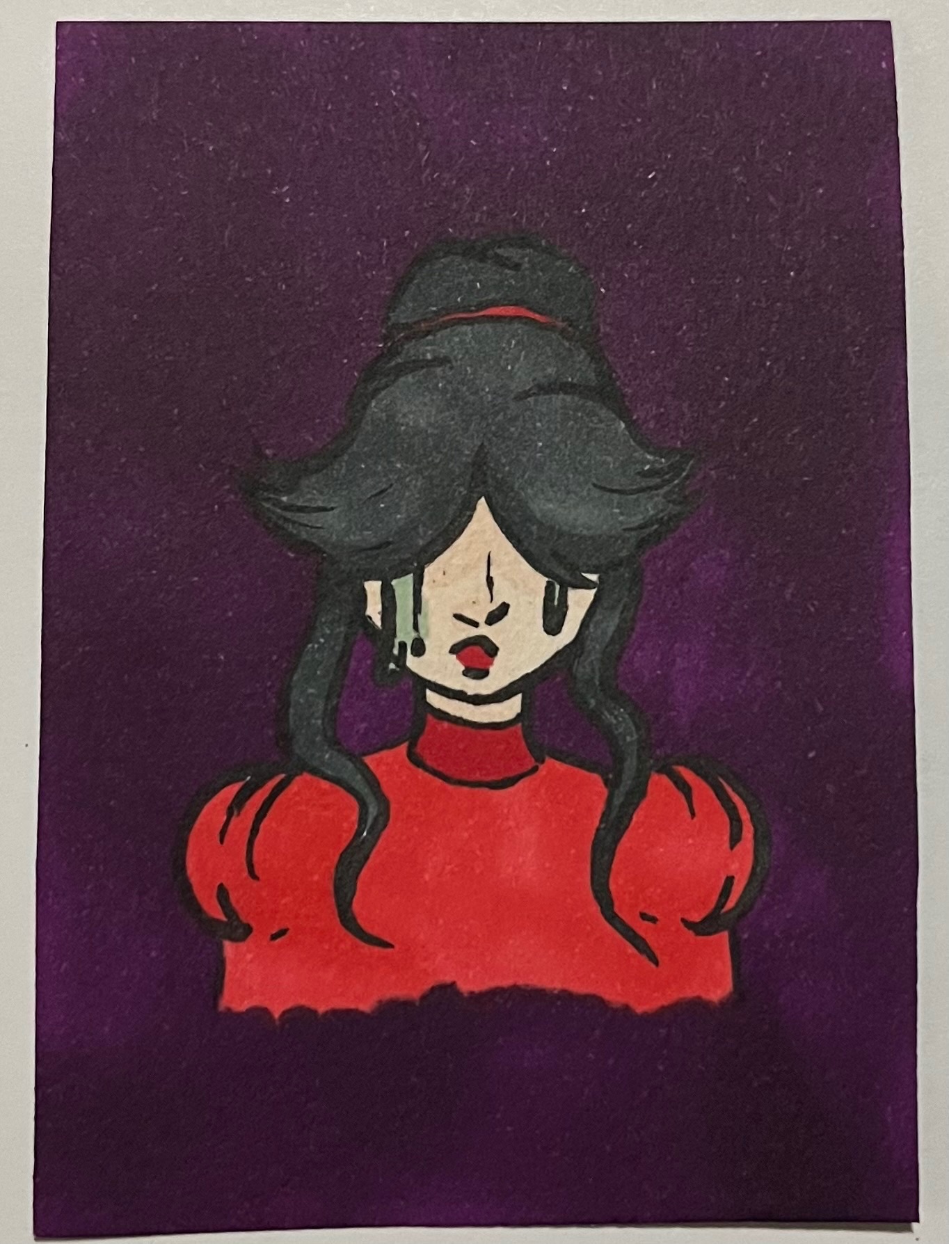 Crying Miss aceo art card