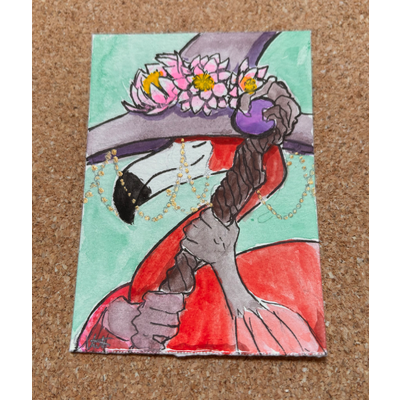 Flamingo Cleric aceo art card thumbnail 2