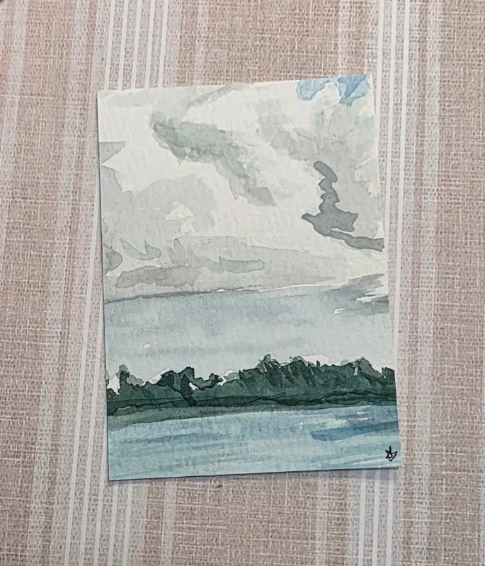 Original aceo. A cloudy day aceo art card
