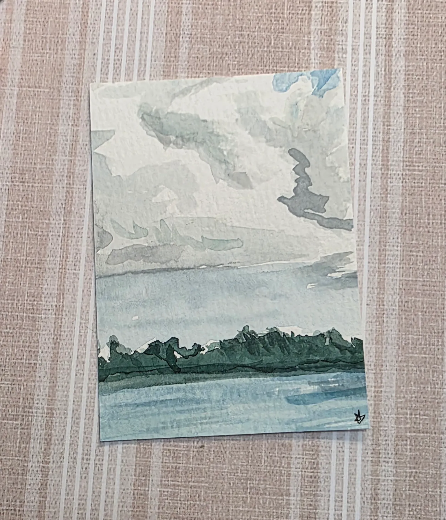 Original aceo. A cloudy day aceo art card