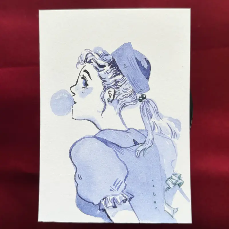 Blowing Bubbles aceo art card