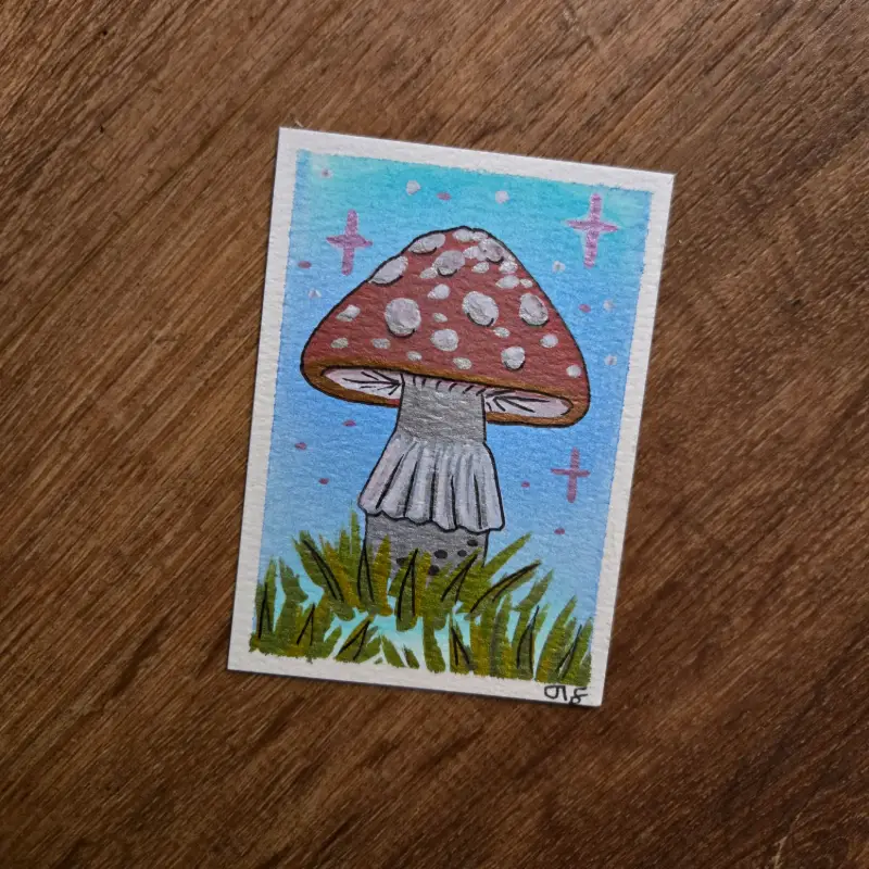 Mushroom aceo art card