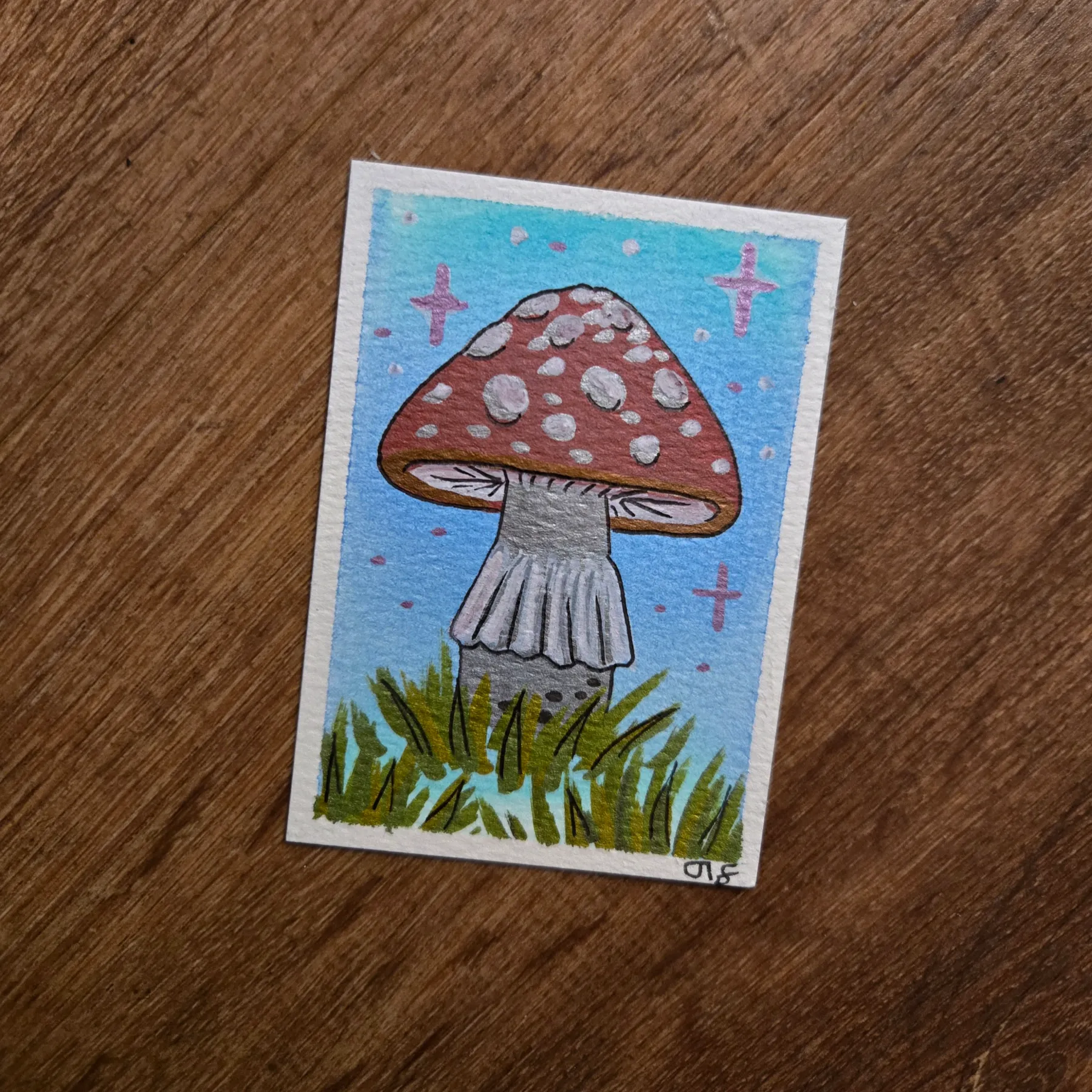 Mushroom aceo art card