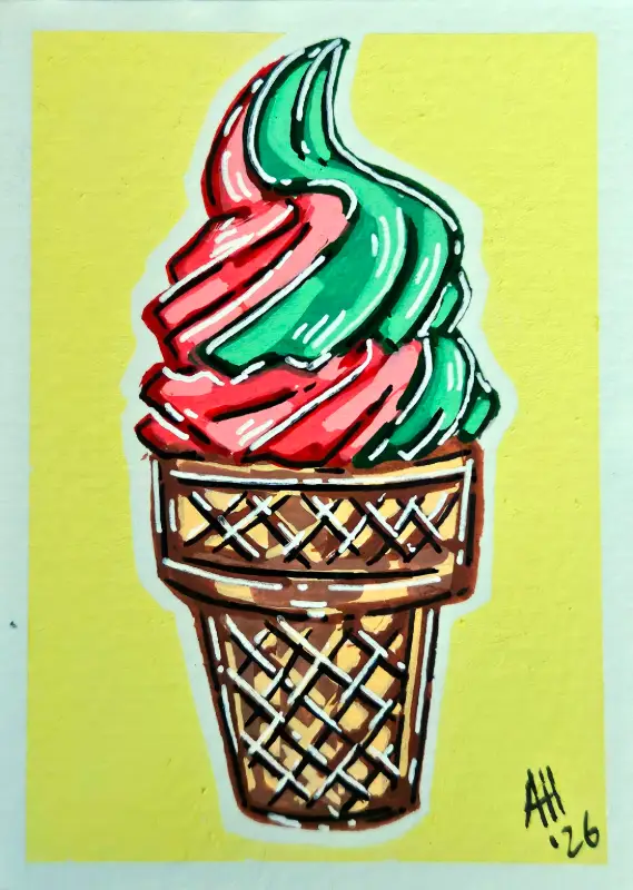 Ice Cream Cone (One) aceo art card