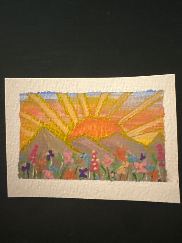 Sunshine flowers aceo art card