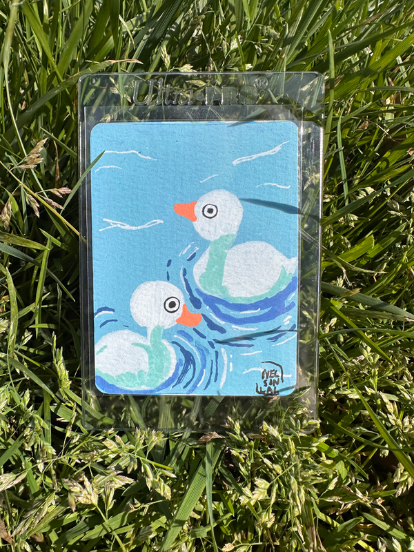 Big head Ducks aceo art card