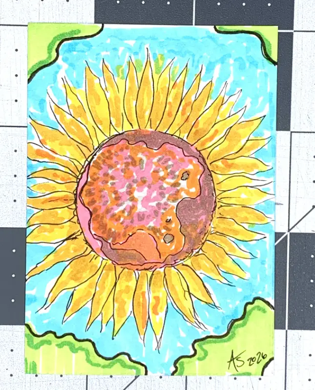 Sun-Kissed Sunflower aceo art card